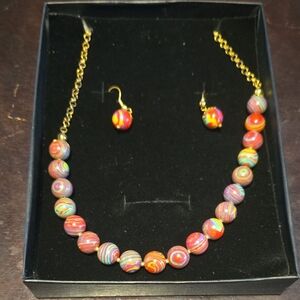 Colorful Beaded Necklace and Earring Set